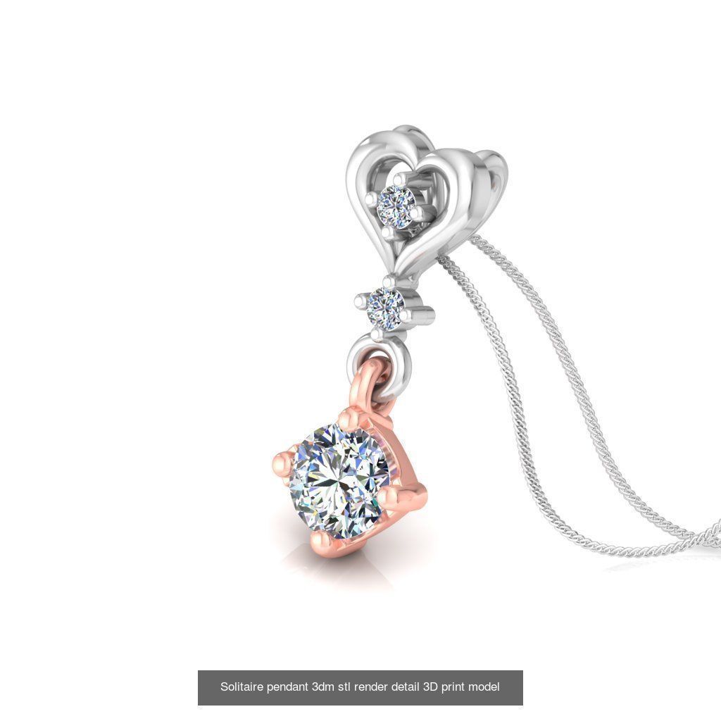 42 Solitaire Diamond Pendant 3dm stl render details bulk  3D Model Collection_22