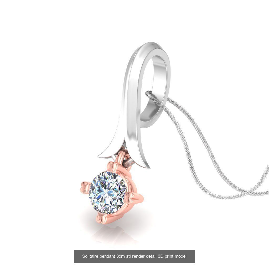 42 Solitaire Diamond Pendant 3dm stl render details bulk  3D Model Collection_10