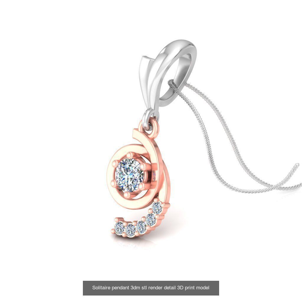 42 Solitaire Diamond Pendant 3dm stl render details bulk  3D Model Collection_11