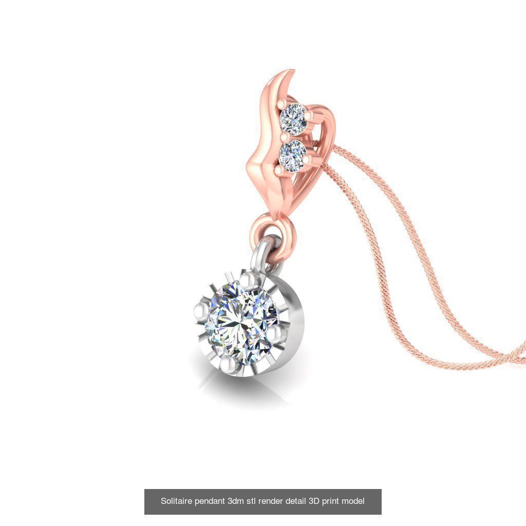 42 Solitaire Diamond Pendant 3dm stl render details bulk  3D Model Collection_20