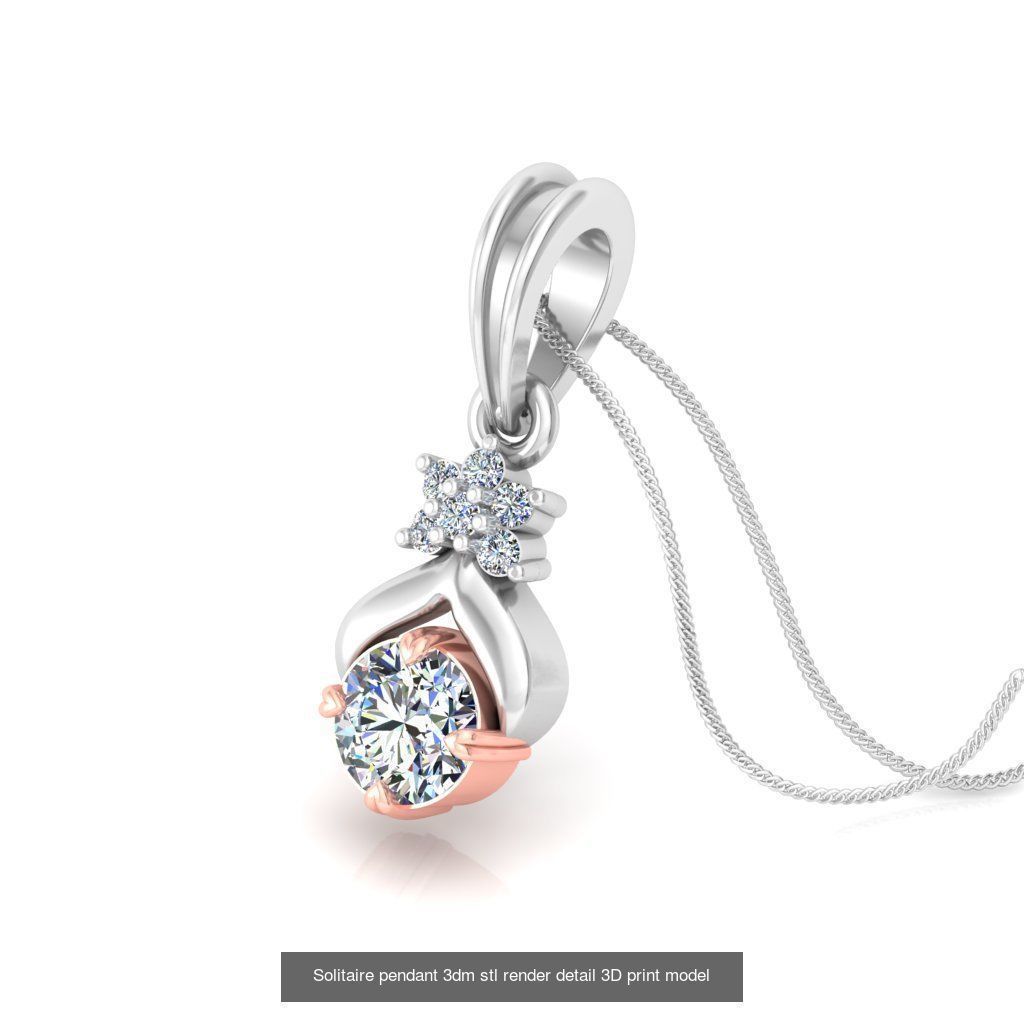 42 Solitaire Diamond Pendant 3dm stl render details bulk  3D Model Collection_30