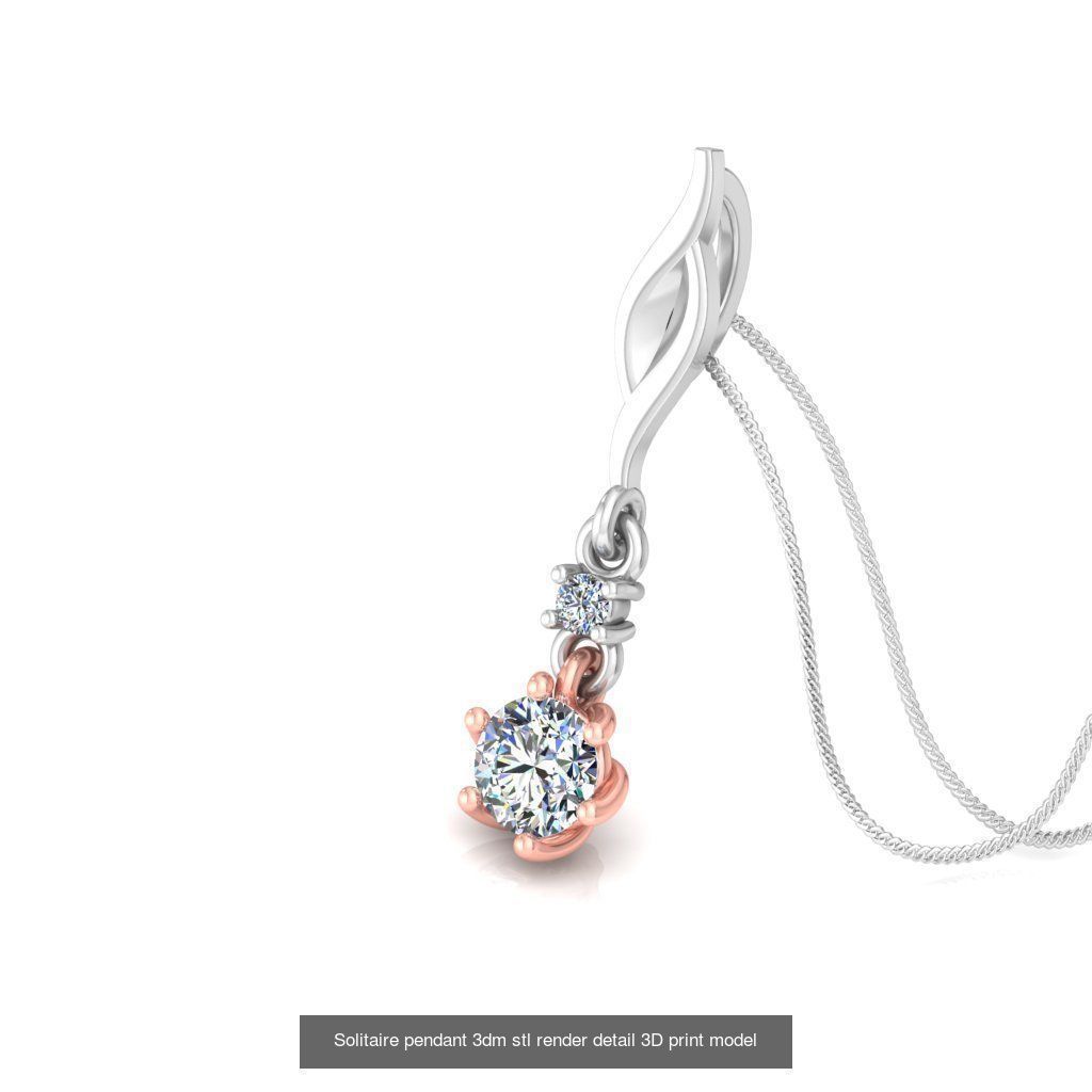 42 Solitaire Diamond Pendant 3dm stl render details bulk  3D Model Collection_13