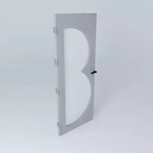 Letter "B", 3D door, very detail with glass, lock and hinger.