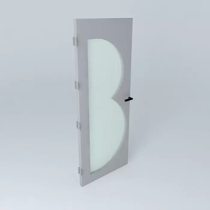 Letter "B", 3D door, very detail with glass, lock and hinger. Free 3D model_0