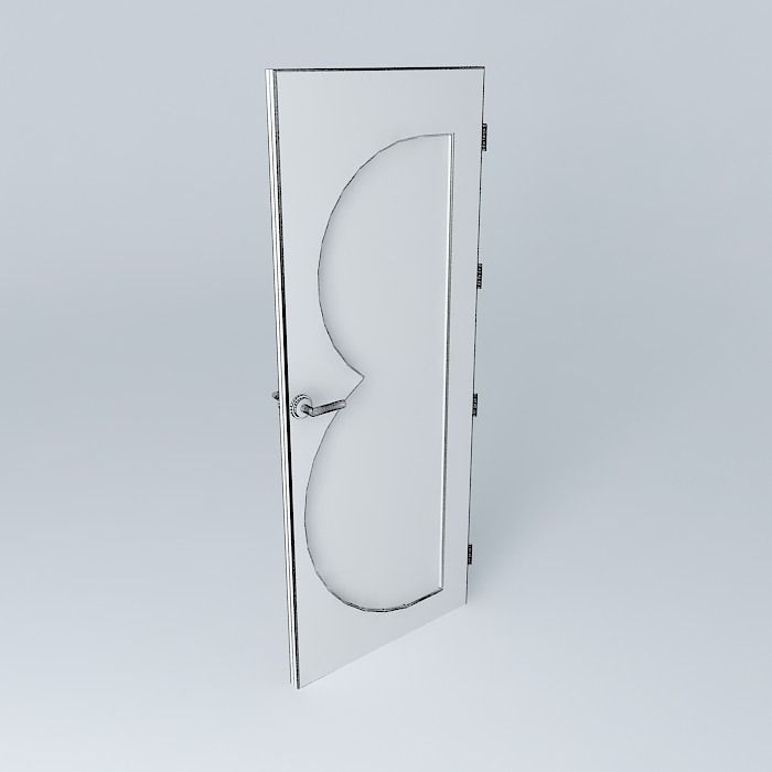 Letter "B", 3D door, very detail with glass, lock and hinger. Free 3D model_4