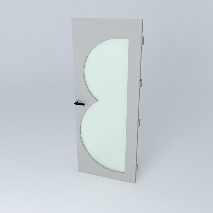 Letter "B", 3D door, very detail with glass, lock and hinger. Free 3D model_1