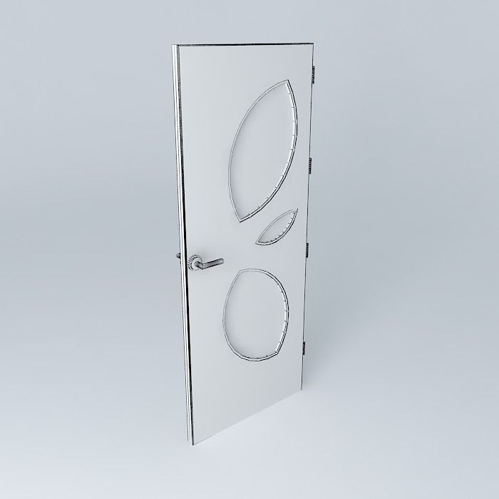 3D door, very detail with glass, lock and hinger. Free 3D model_4