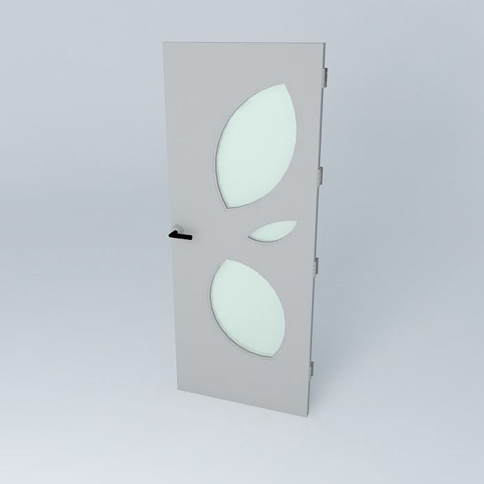 3D door, very detail with glass, lock and hinger. Free 3D model_1