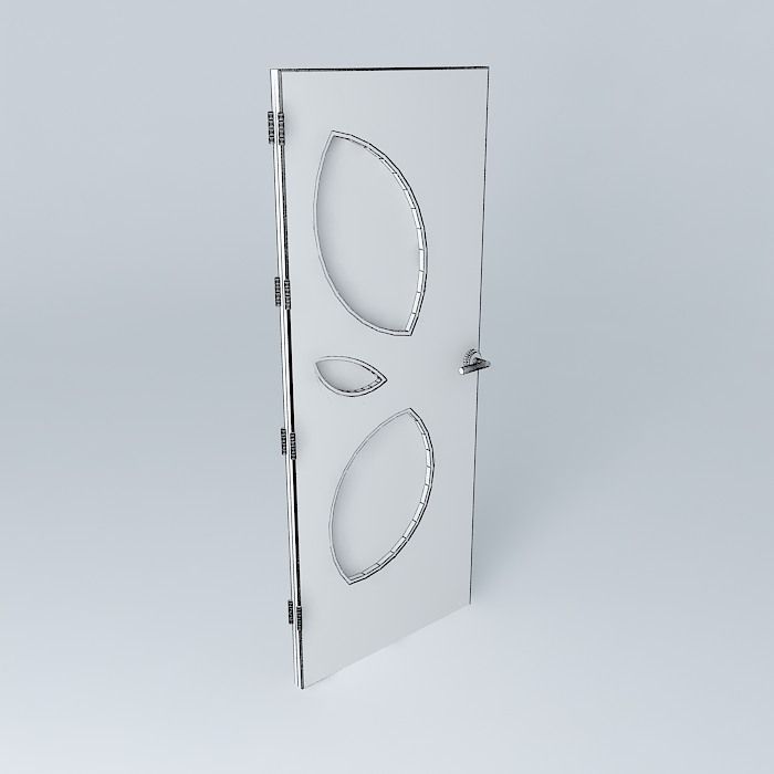 3D door, very detail with glass, lock and hinger. Free 3D model_3