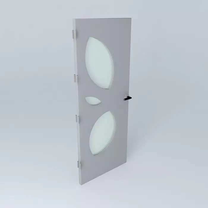 3D door, very detail with glass, lock and hinger. Free 3D model_0