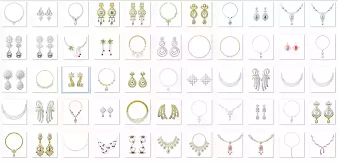 600 Women necklace-earrings set jcd jewelcad render detail 