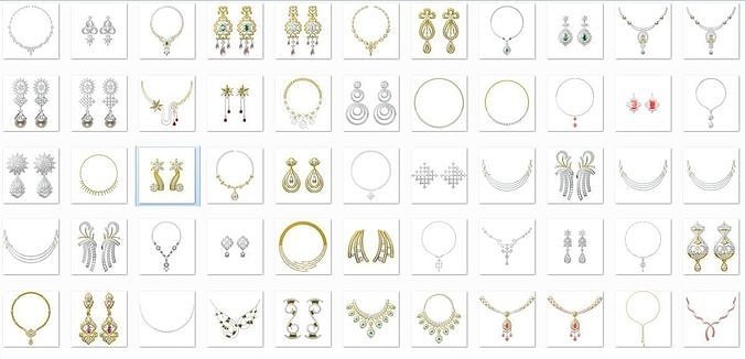 600 Women necklace-earrings set jcd jewelcad render detail  3D print model