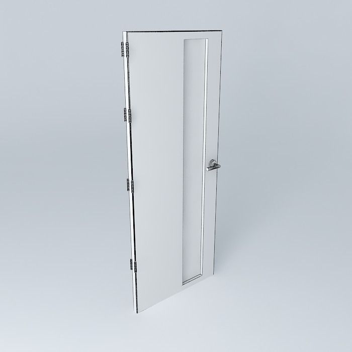 3D door very detail with glass lock and hinger Free 3D model_3