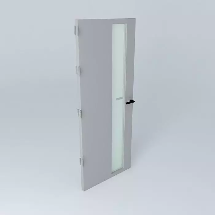 3D door very detail with glass lock and hinger Free 3D model_0