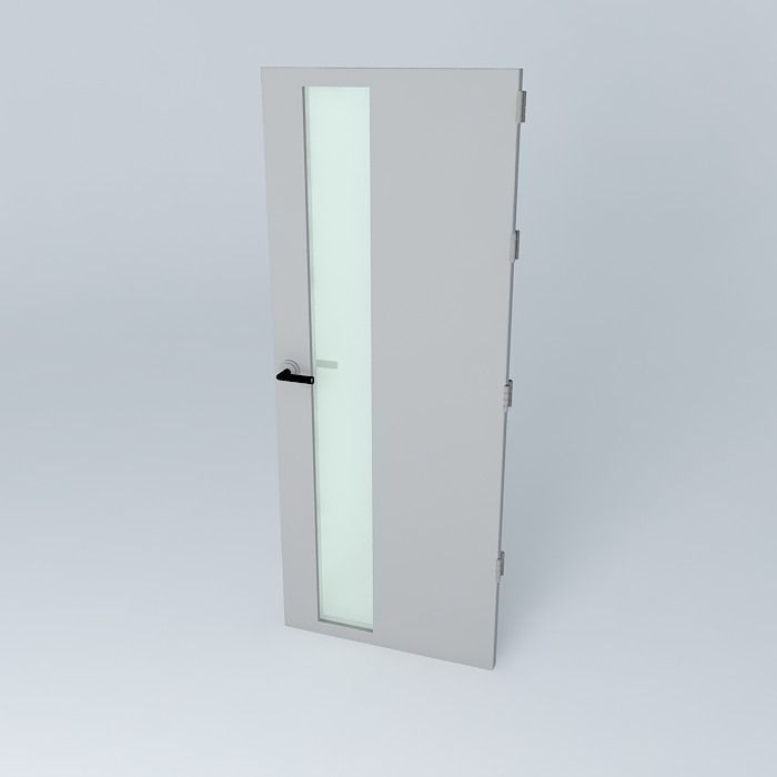 3D door very detail with glass lock and hinger Free 3D model_1