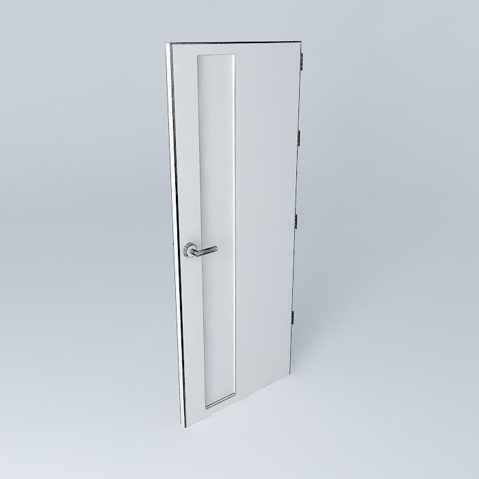 3D door very detail with glass lock and hinger Free 3D model_4