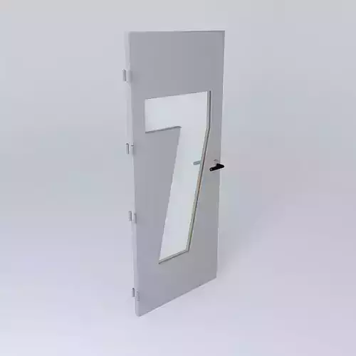 Wording 7 3D door very detail with glass  lock and hinger
