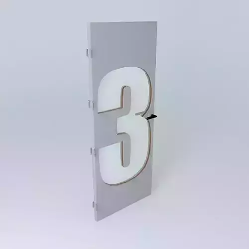 Wording 3 3D door very detail with glass lock and hinger