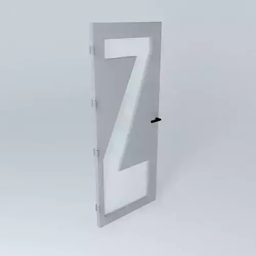 Letter Z 3D door very detail with glass lock and hinger Free 3D model