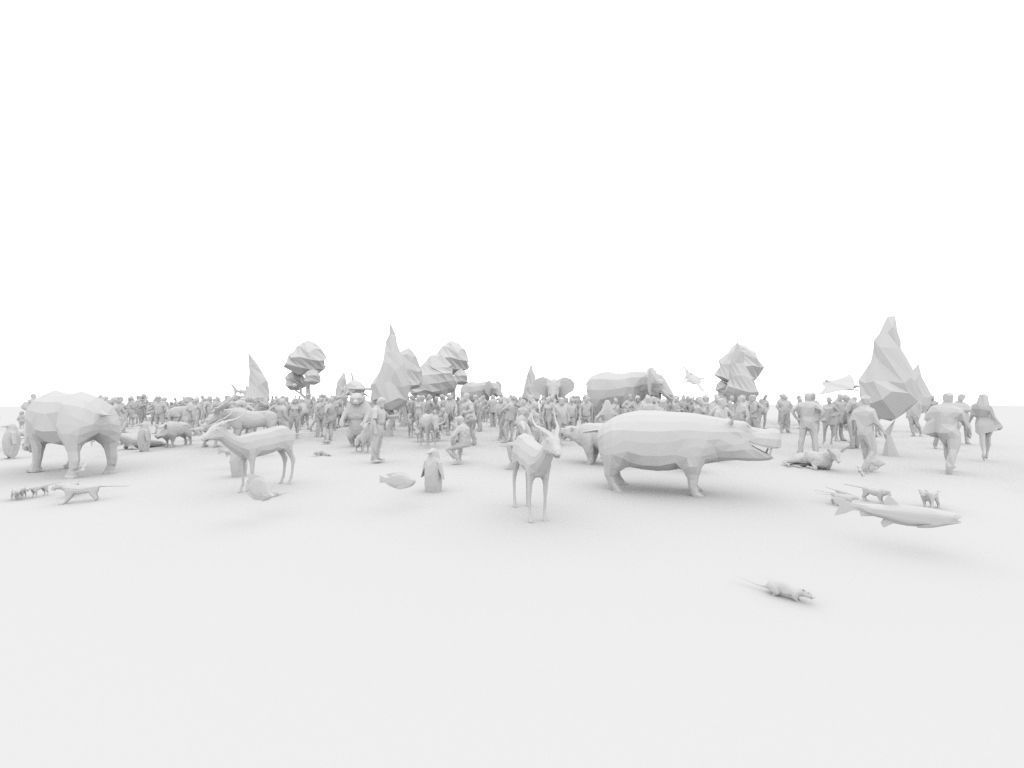 Big Low Poly Posed People and Animal Pack Low-poly 3D model Low-poly 3D model_2