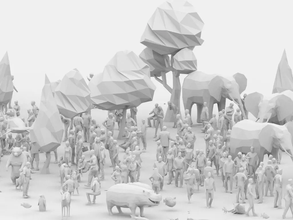 Big Low Poly Posed People and Animal Pack Low-poly 3D model Low-poly 3D model_0