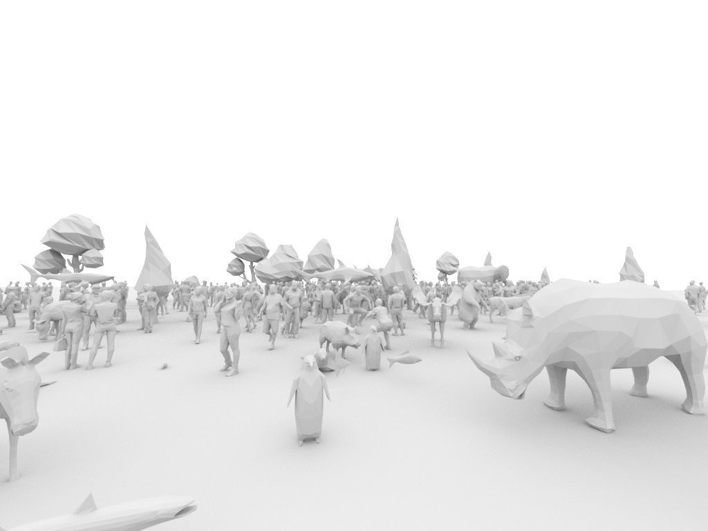 Big Low Poly Posed People and Animal Pack Low-poly 3D model Low-poly 3D model_3