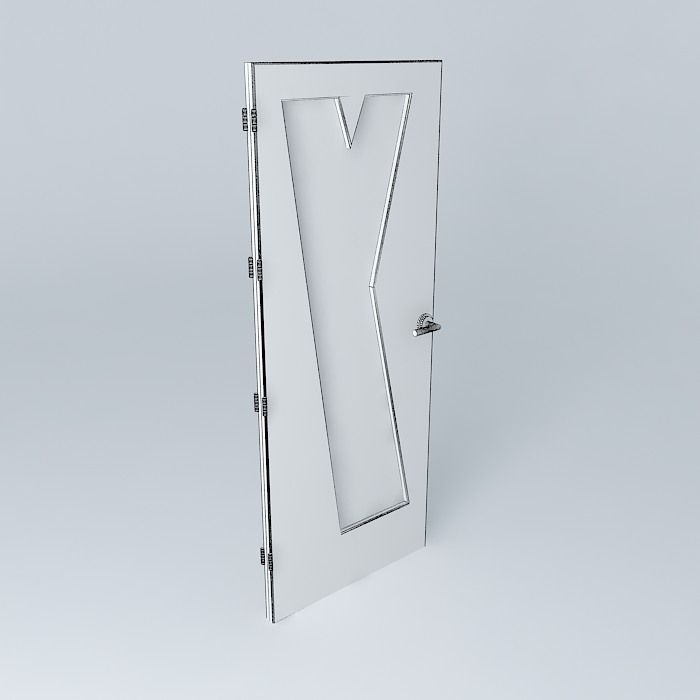 Letter Y 3D door very detail with glass lock and hinger Free 3D model_3