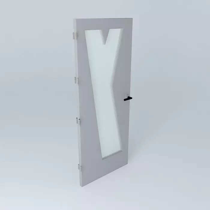 Letter Y 3D door very detail with glass lock and hinger Free 3D model_0