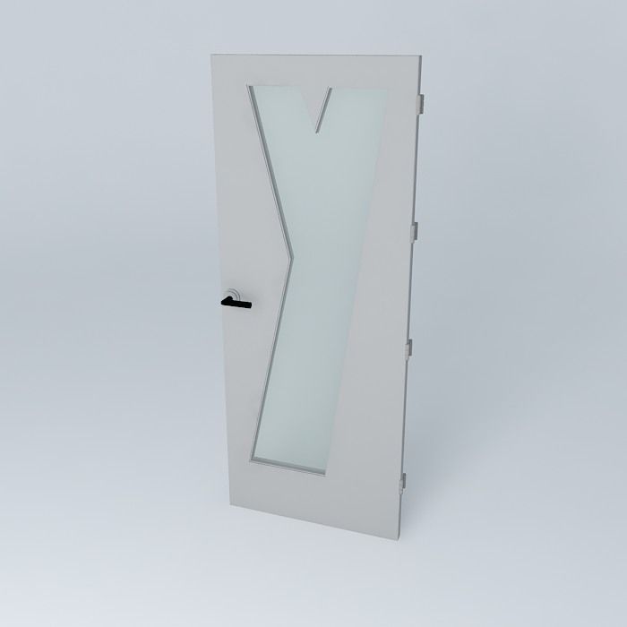 Letter Y 3D door very detail with glass lock and hinger Free 3D model_1