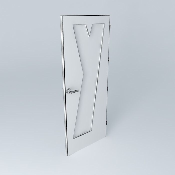 Letter Y 3D door very detail with glass lock and hinger Free 3D model_4