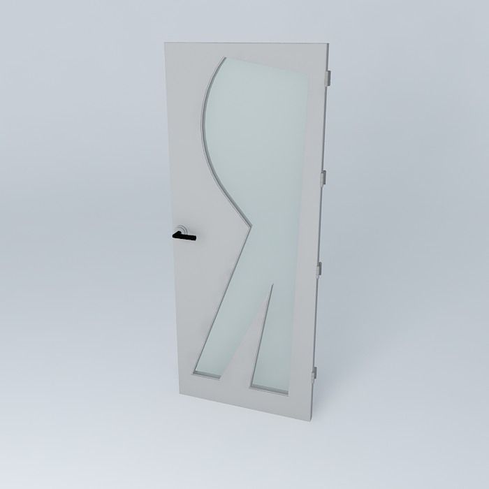 Letter R 3D door very detail with glass lock and hinger Free 3D model_1