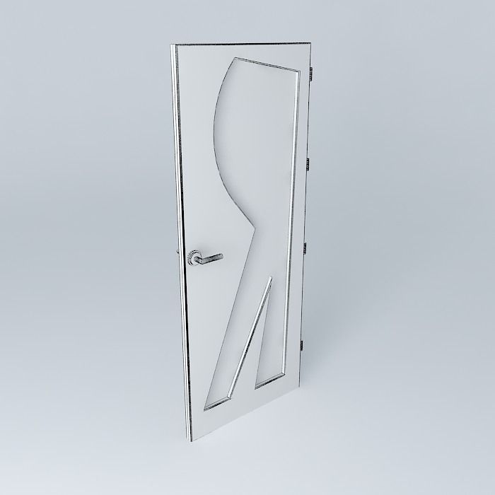 Letter R 3D door very detail with glass lock and hinger Free 3D model_4