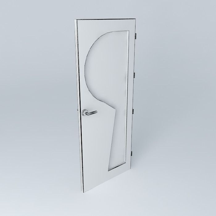 Letter P 3D door very detail with glass lock and hinger Free 3D model_4