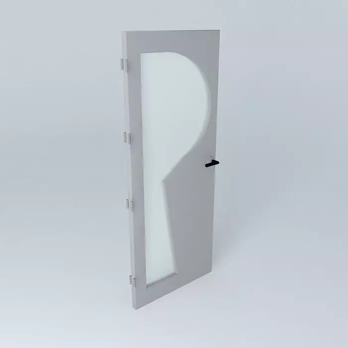 Letter P 3D door very detail with glass lock and hinger Free 3D model_0