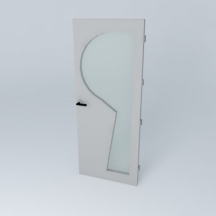 Letter P 3D door very detail with glass lock and hinger Free 3D model_1