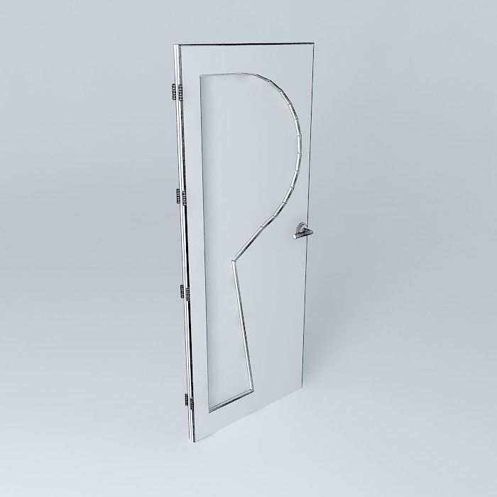 Letter P 3D door very detail with glass lock and hinger Free 3D model_3