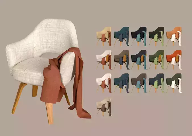 PACK Chair model vintage  16 color swatches  6 plaid swatches