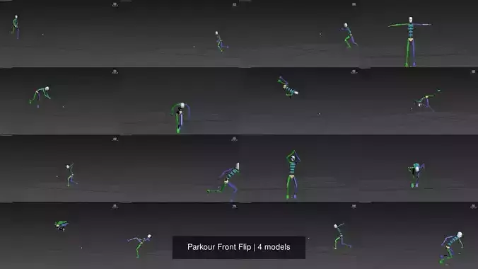 Parkour Front Flip 3D Model Collection
