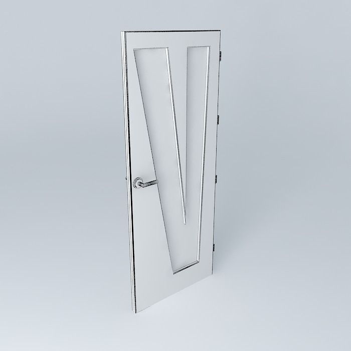 Letter V 3D door very detail with glass lock and hinger Free 3D model_4