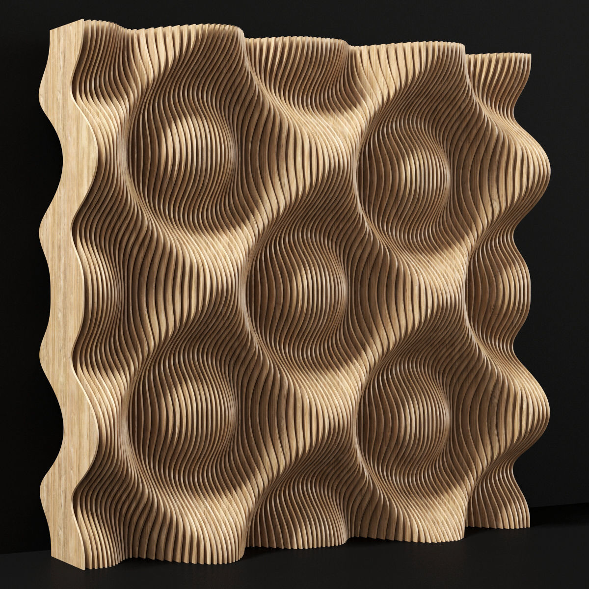 Parametric wood panel Wave n2 3D model_3