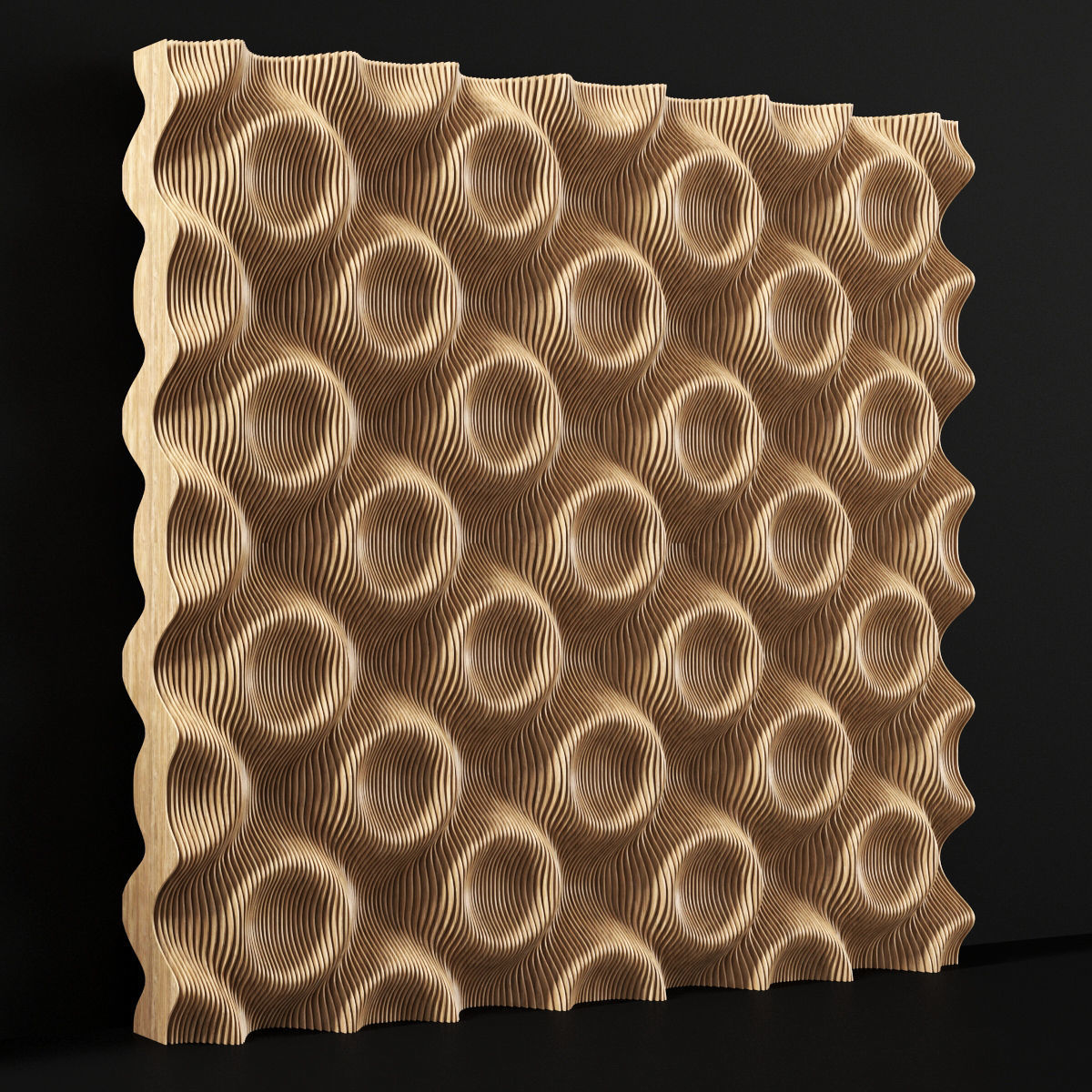Parametric wood panel Wave n2 3D model_2