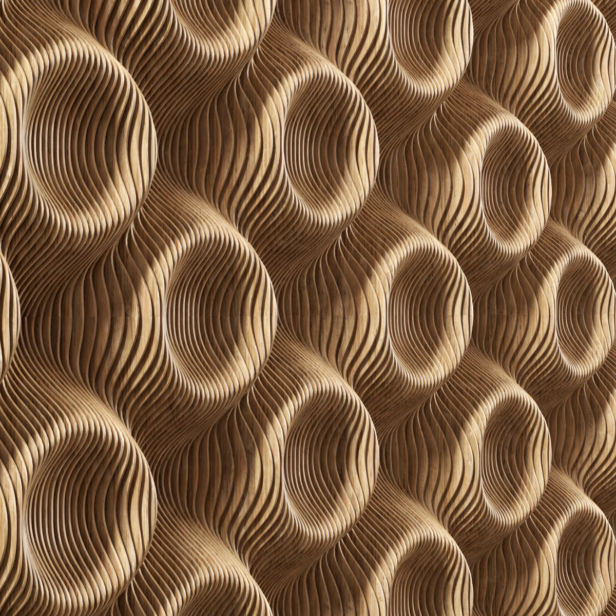 Parametric wood panel Wave n2 3D model_4