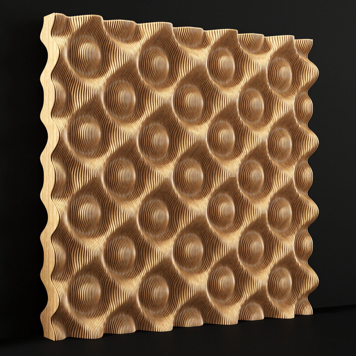 Parametric wood panel Wave n2 3D model_6