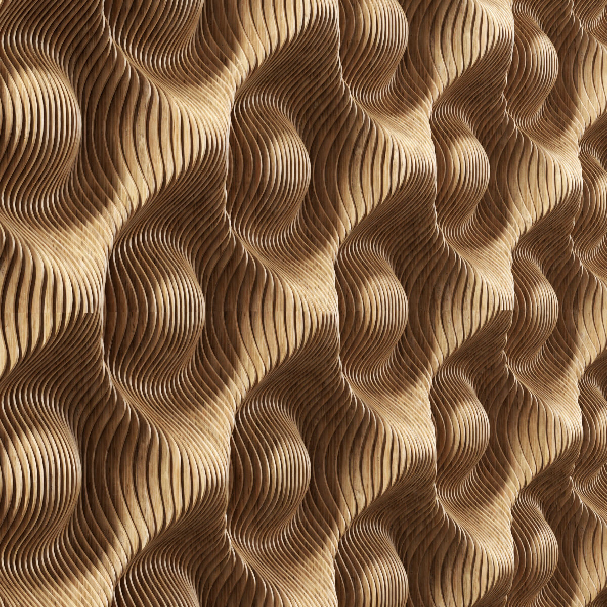 Parametric wood panel Wave n2 3D model_5