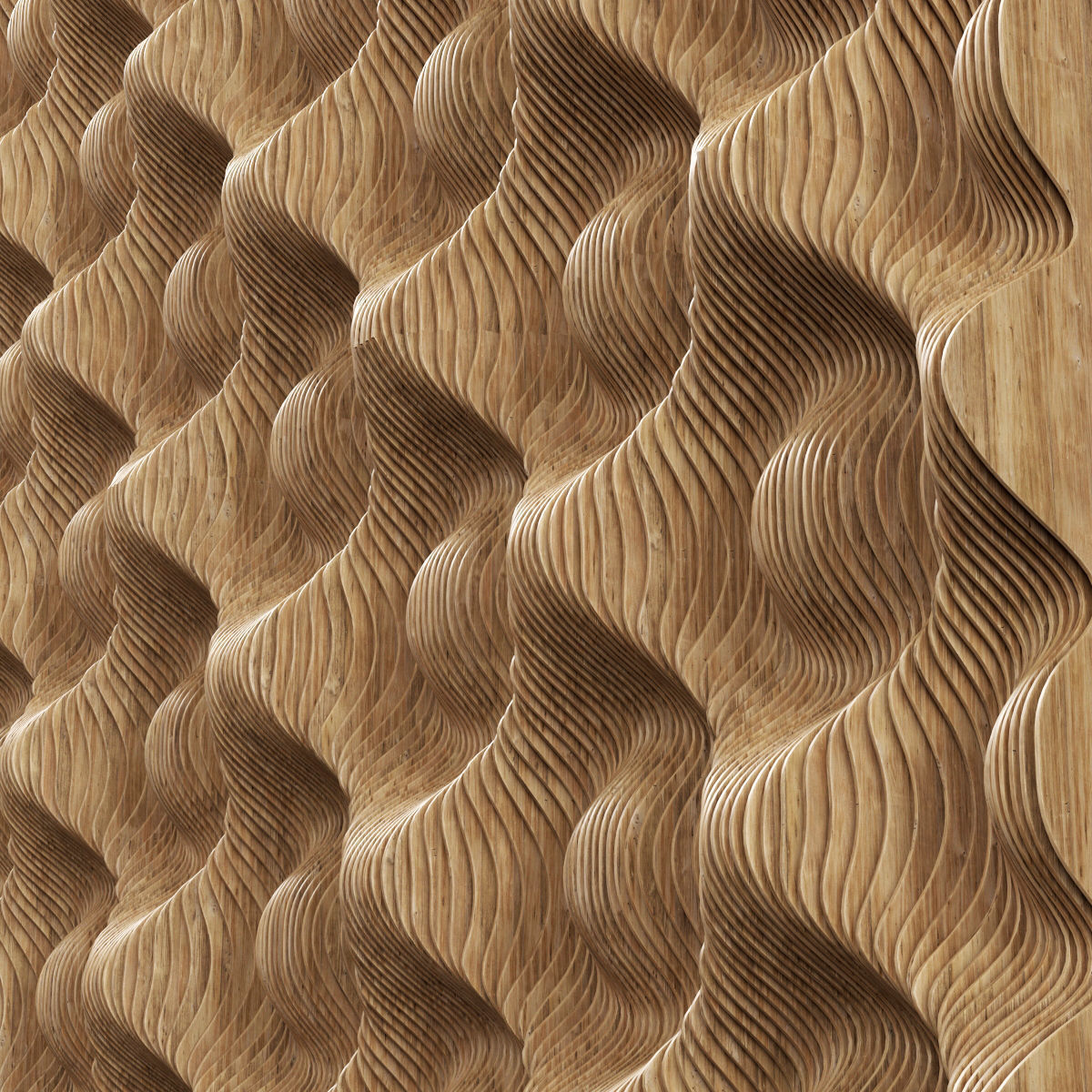 Parametric wood panel Wave n2 3D model_12