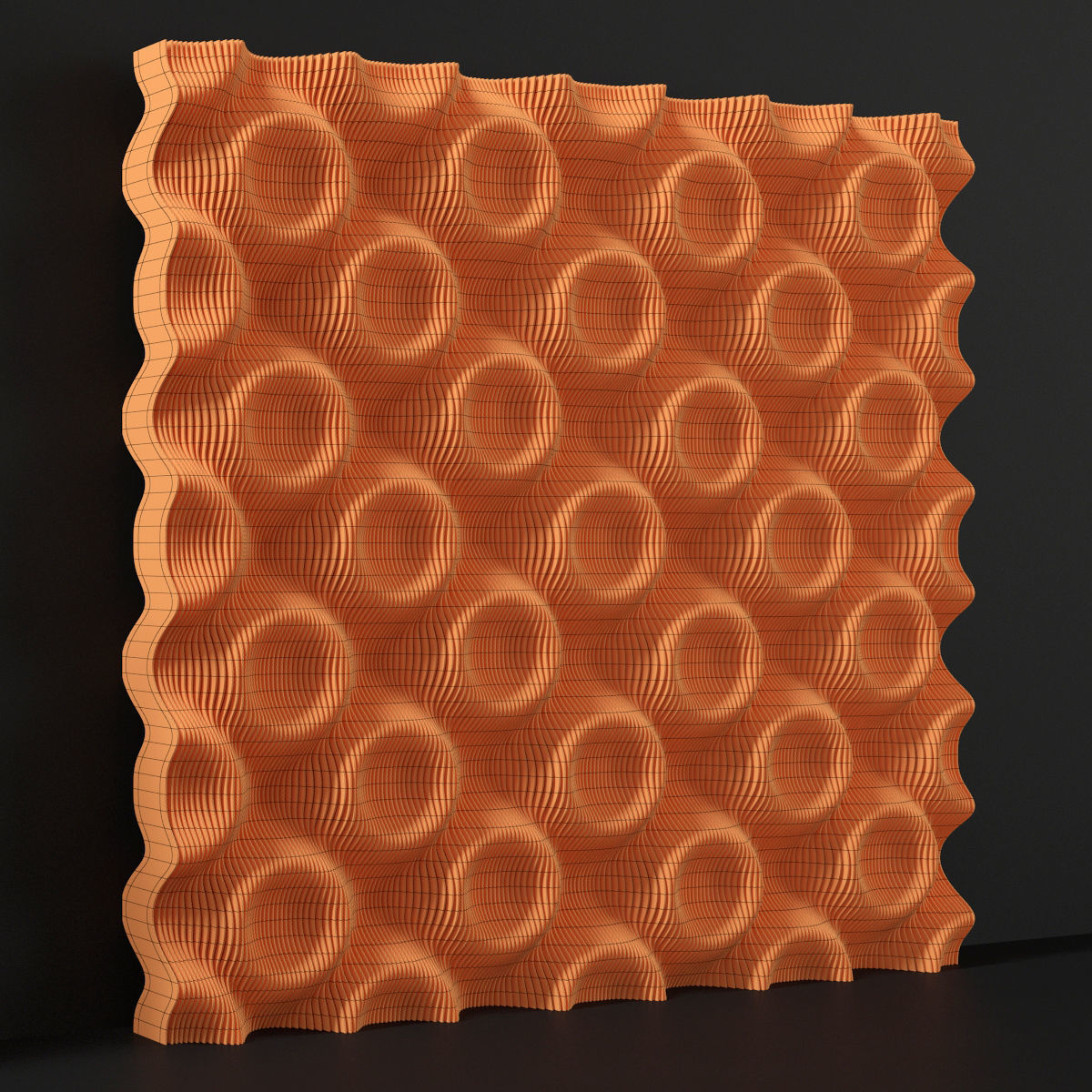 Parametric wood panel Wave n2 3D model_15