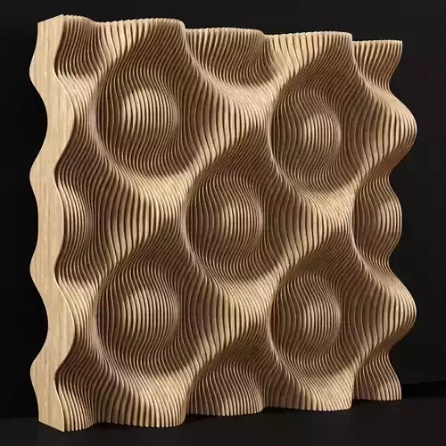Parametric wood panel Wave n2 3D model