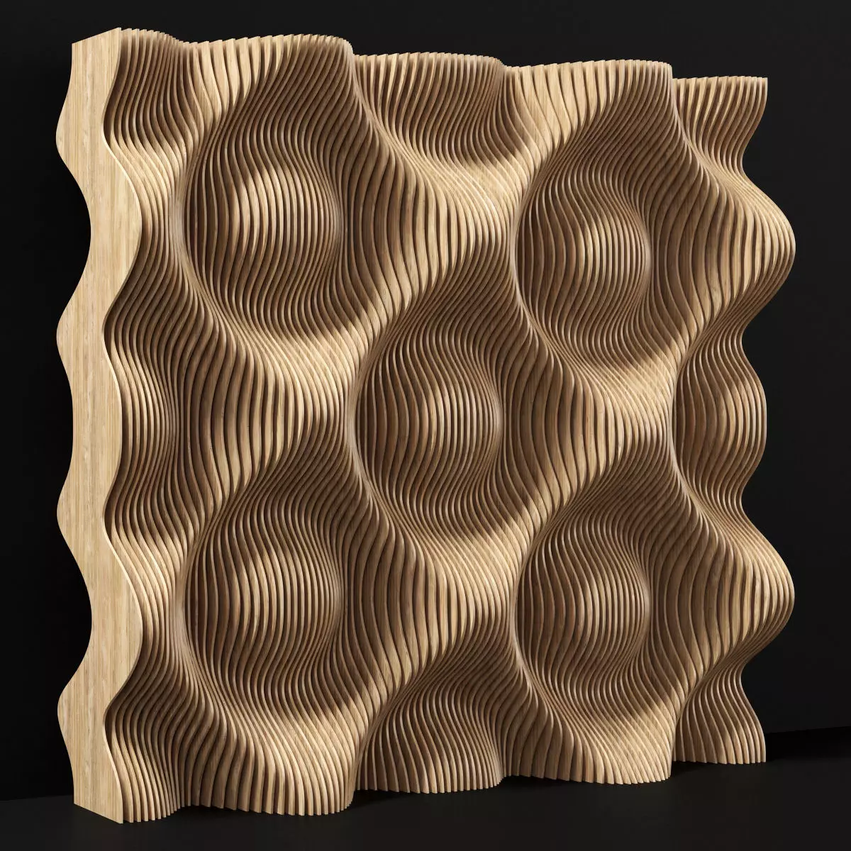 Parametric wood panel Wave n2 3D model_0