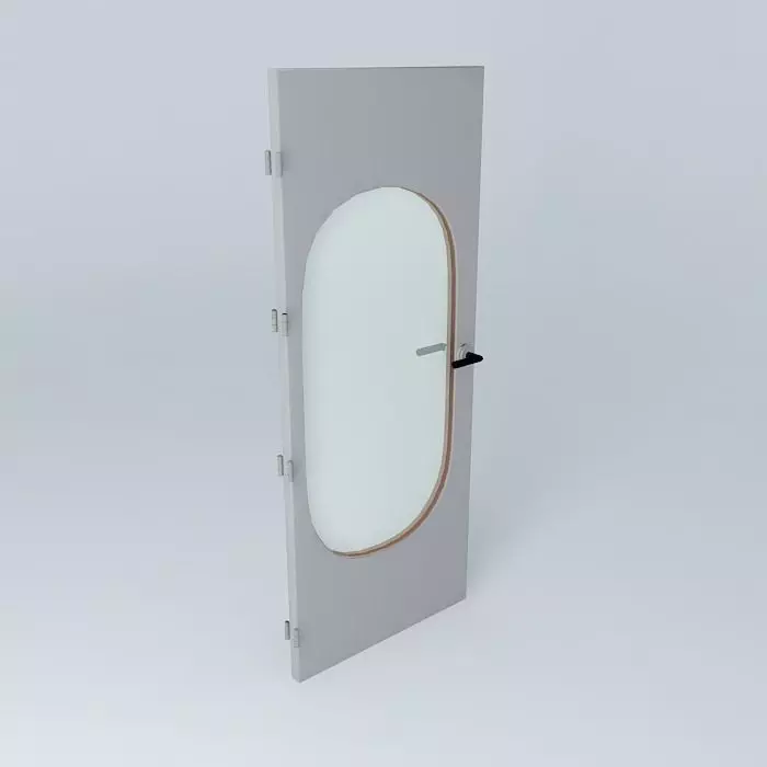Wording 0 3D door very detail with glass lock and hinger Free 3D model_0