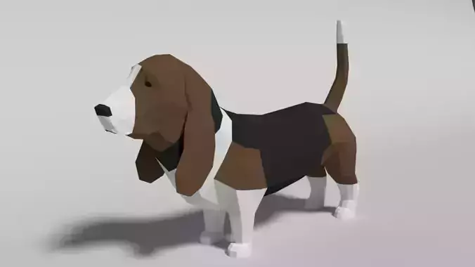 Low Poly Cartoon Basset Hound Dog